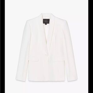Zara Women's White Blazer ZW Collection Tuxedo Jacket